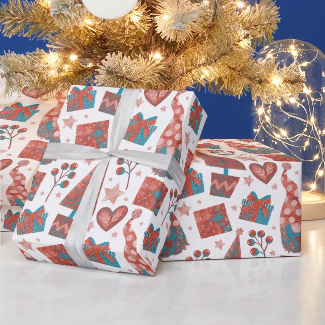 Roligt Red Festive Gonks jul Themcel Presentpapper (Helgdagar)