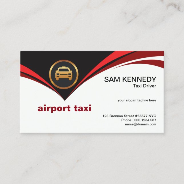 Roligt Red Flies Airport Taxi Service Visitkort (Framsida)