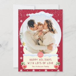 Roligt Red God jul Snö Globe Photo Card Inbjudningar