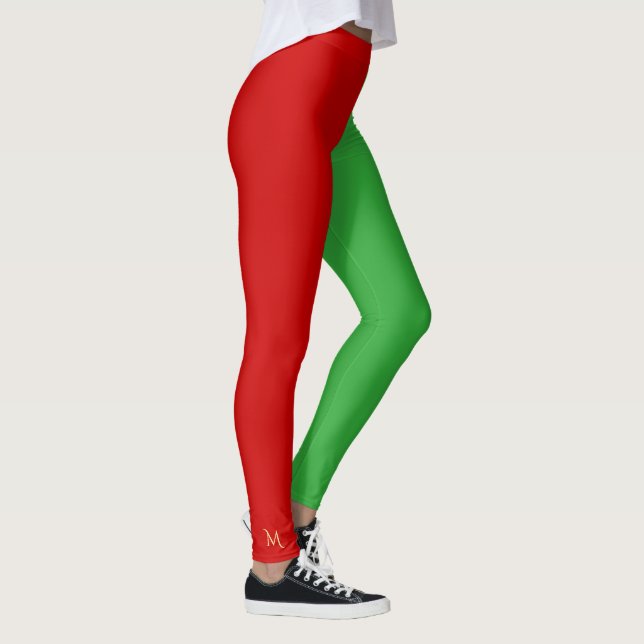 Roligt Red Grönt Elf Elves Costume jul Helgdag Leggings (Höger)