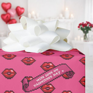 Roligt Red Läppar med Kärlek på Alla hjärtans dag Presentpapper