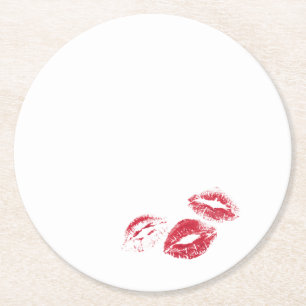 ROLIGT! Red Lipstick Prins Napkins Underlägg Papper Rund