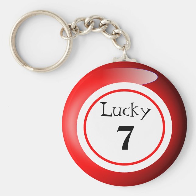 Roligt Red Lucky Number Bingo Boll Theme Nyckelring (Framsidan)