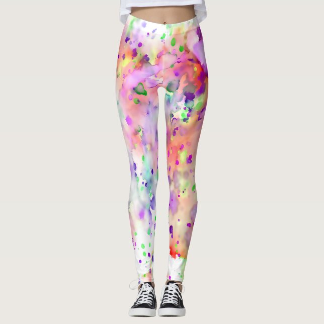 Roligt Red, Orange, Lila och Grönt - färgplatta Leggings (Framsida)