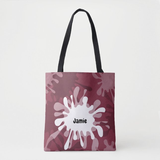 Roligt Red Painting Splatter Namn Tote Bag Tygkasse (Framsida)