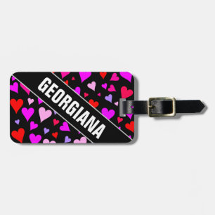 Roligt Red, Rosa, Lila och Magenta Hearts Mönster Bagagebricka