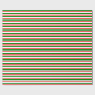 Roligt Red, White, Grönt Linjer Mönster Wrapping P Presentpapper