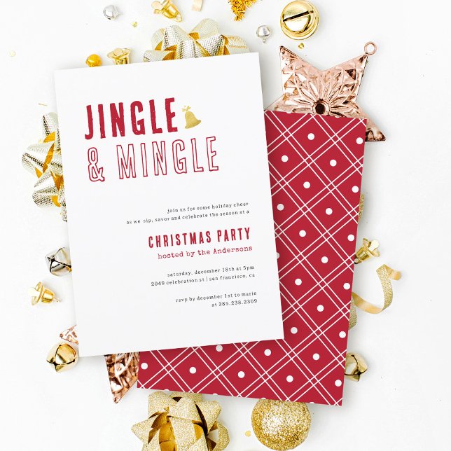 Roligt Red & White Jingle & Mingle jul Party Inbjudningar (Skapare uppladdad)