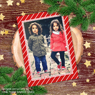 Roligt Red White Peppermint Candy cane Rand Helgda Kort