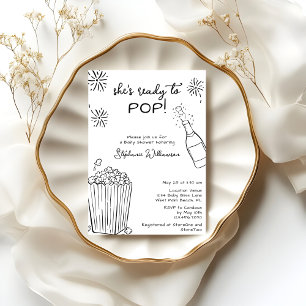 Roligt Redo Att Poppa Popcorn Champagne Barnkalas Inbjudningar