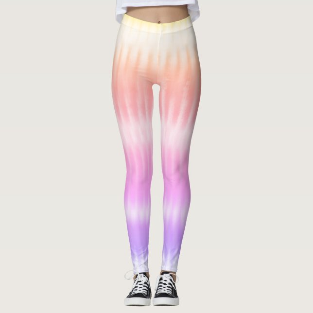Roligt Regnbåge Färgad Tie Dye Leggings (Framsida)