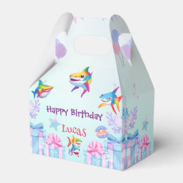 Roligt regnbågshaj födelsedagsballong party Familj Presentaskar