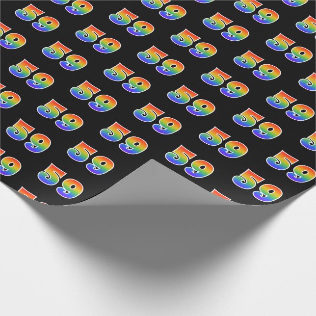 Roligt regnbågsspektrum mönster "59" evenemangsnum presentpapper (Hörn)