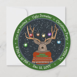 Roligt Reindeer Tangled jul Ljus Ugly Sweater Inbjudningar