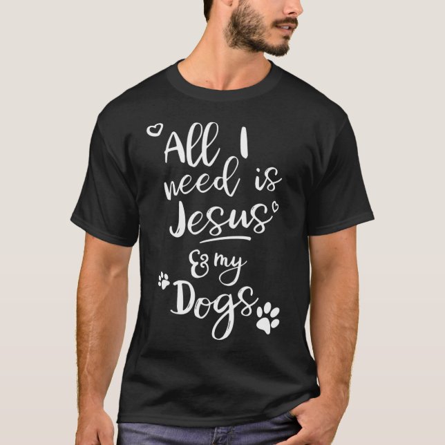 Roligt Religiösa T Shirt Jag behöver bara Jesus oc (Framsida)