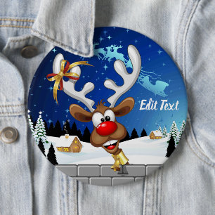 Roligt Ren som tittar fram Jul Meme Knapp