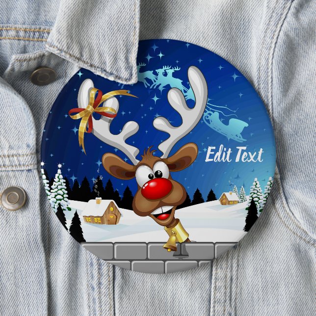 Roligt Ren som tittar fram Jul Meme Knapp (In Situ)