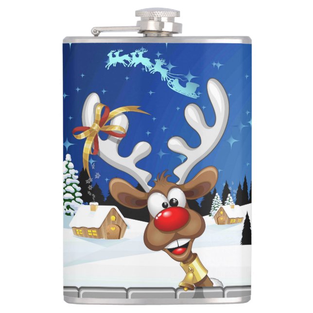 Roligt Ren som tittar Jul Meme Fickplunta (Framsidan)