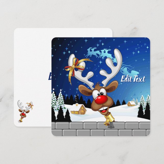 Roligt Ren som tittar Jul Meme Julkort (Fram/baksida)