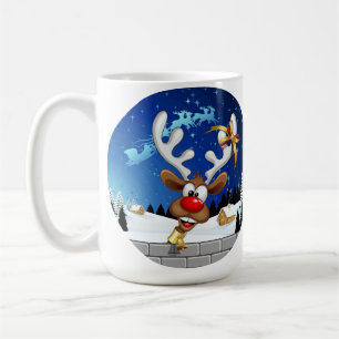 Roligt Ren som tittar Jul Meme Kaffemugg
