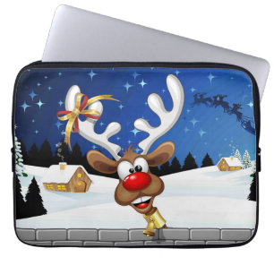 Roligt Ren som tittar Jul Meme Laptop Fodral