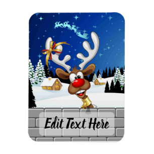 Roligt Ren som tittar Jul Meme Magnet