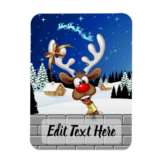 Roligt Ren som tittar Jul Meme Magnet (Vertikal)