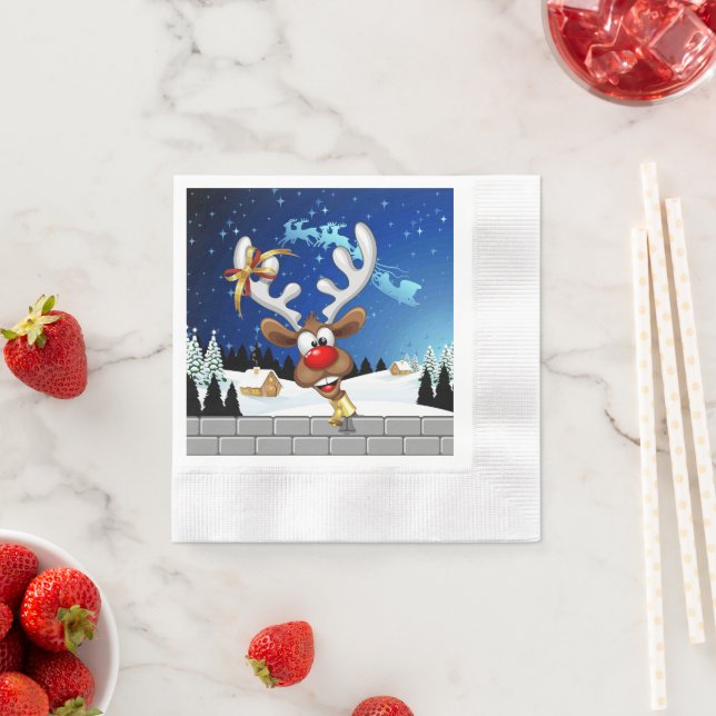 Roligt Ren som tittar Jul Meme Pappersservett (Insitu)