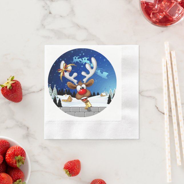 Roligt Ren som tittar Jul Meme Pappersservett (Insitu)