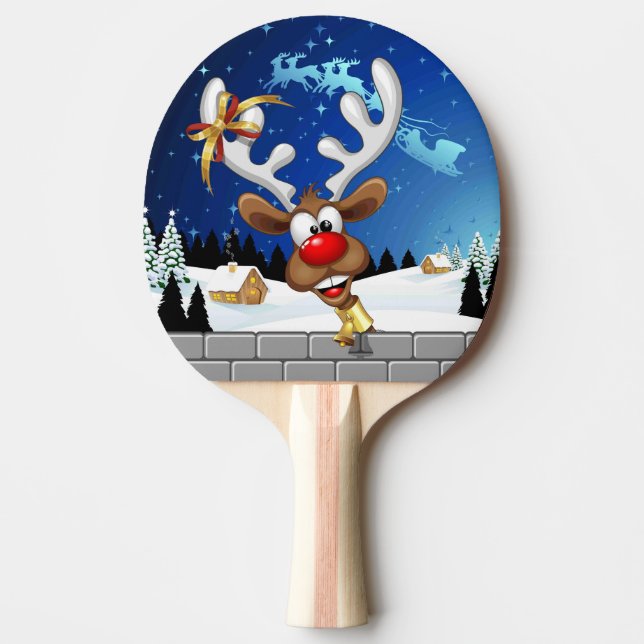Roligt Ren som tittar Jul Meme Pingisracket (Framsidan)