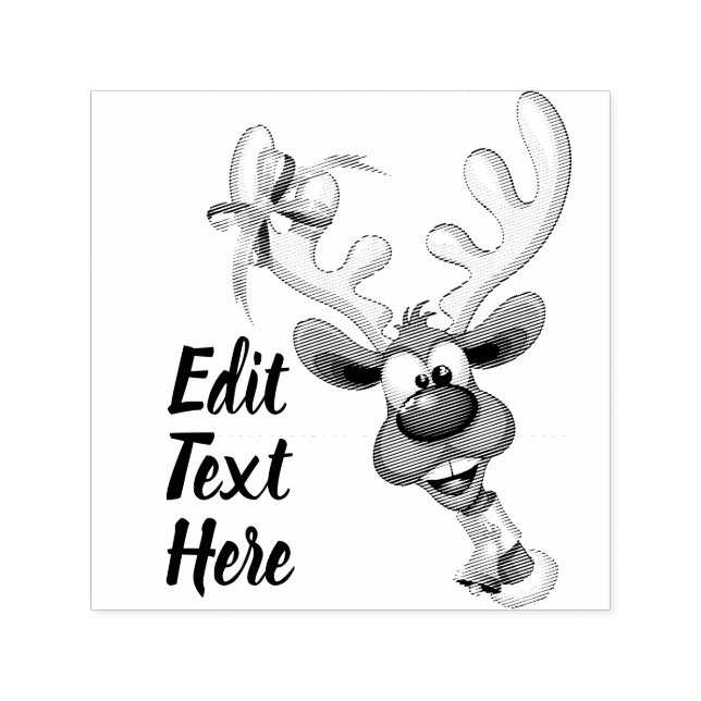 Roligt Ren som tittar Jul Meme Självfärgande Stämpel (Design)