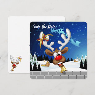 Roligt Ren som tittar Jul Meme Spara Datumet