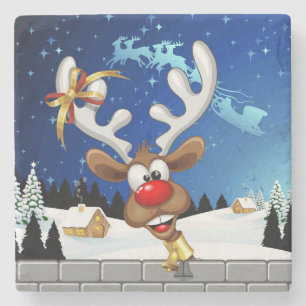 Roligt Ren som tittar Jul Meme Stenunderlägg