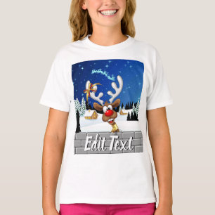 Roligt Ren som tittar Jul Meme T Shirt