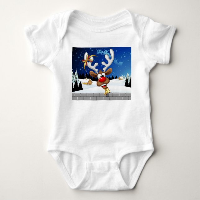 Roligt Ren som tittar Jul Meme T Shirt (Framsida)