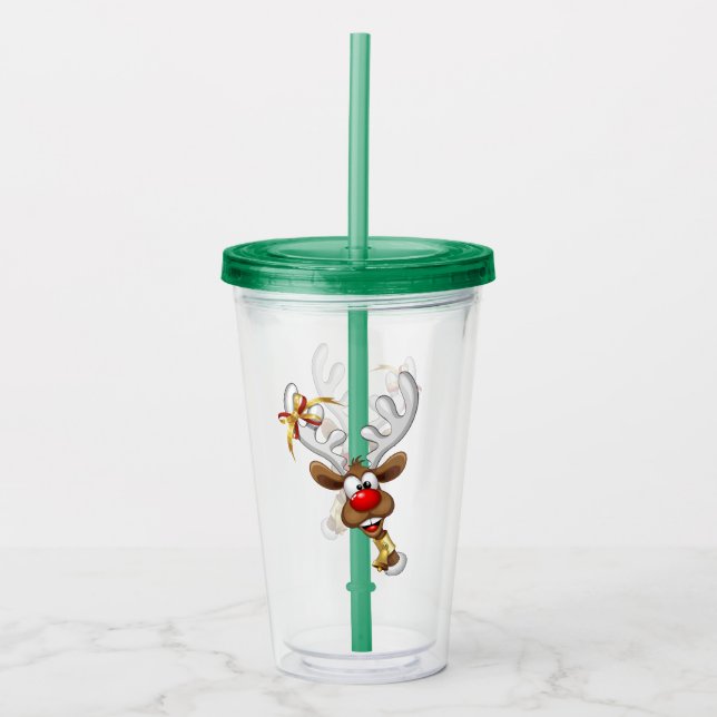 Roligt Ren som tittar Jul Meme Take Away Mugg (Framsida)