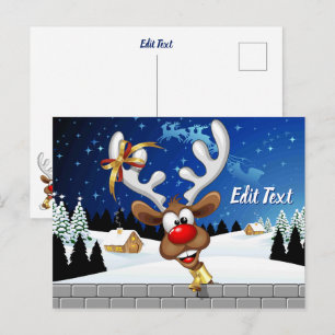 Roligt Ren som tittar Jul Meme Vykort