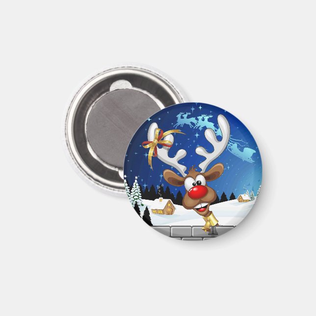 Roligt renar som tittar jul meme magnet (Front/Back)