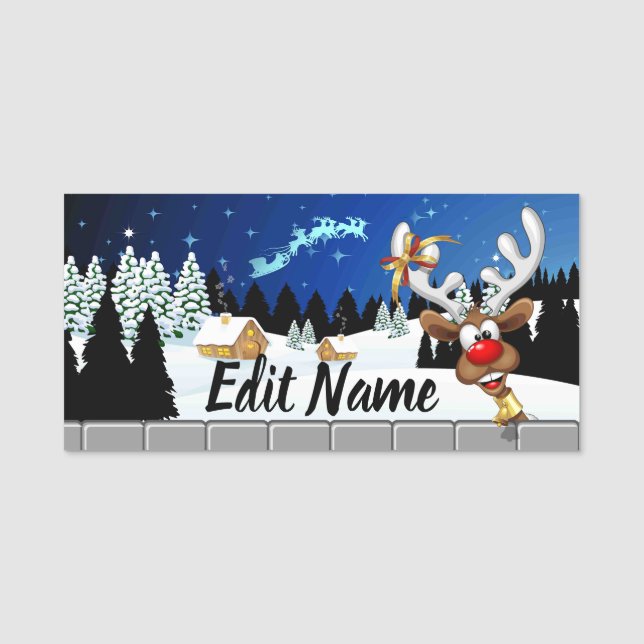 Roligt renar som tittar jul meme namnbricka (Framsida)
