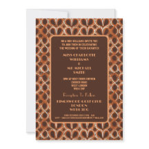 Roligt Retro 1970's Groovy Brown och Orange Bröllo