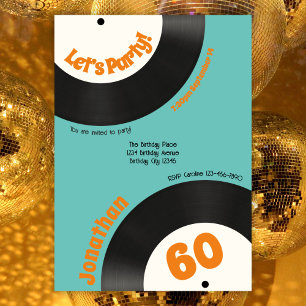Roligt Retro 60:e födelsedagen 70:e musikvinylpost Inbjudningar