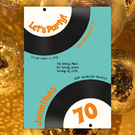 Roligt Retro 70:e födelsedag Musikvinylpost 70 Inbjudningar