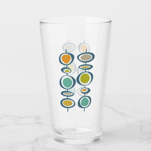 Roligt Retro Abstrakt Circles 1950-talet Glaskopp (Framsida)