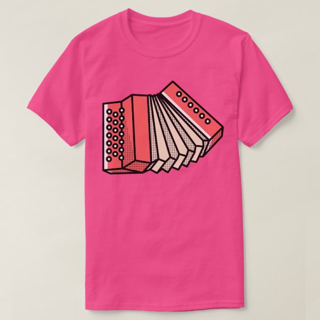 Roligt Retro Accordion Teckning T Shirt (Design framsida)