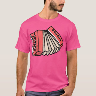 Roligt Retro Accordion Teckning T Shirt