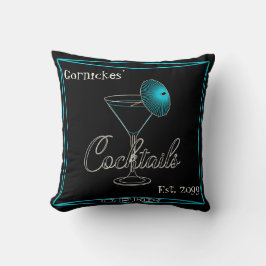 Roligt Retro Aqua Cocktail Pub Pub Kudde