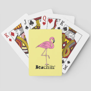 Roligt Retro Beach Sunny Beachins rosa flamingo Casinokort