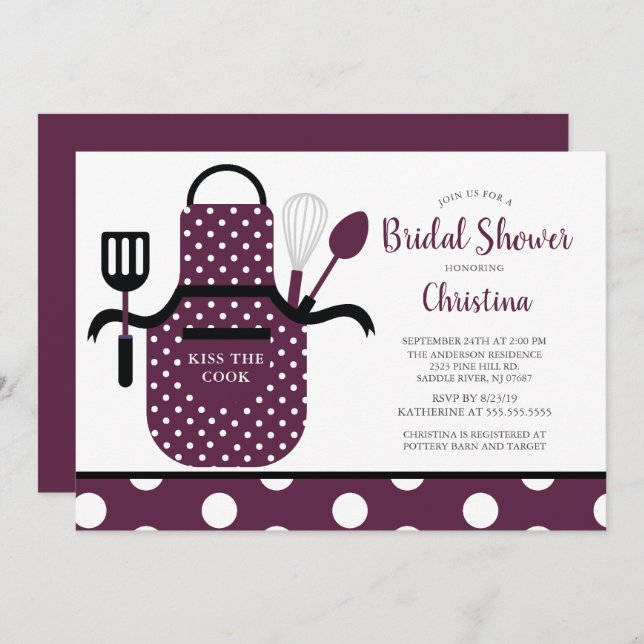 Roligt Retro Boysenberry Kitchen Möhippa Inbjudningar (Fram/baksida)