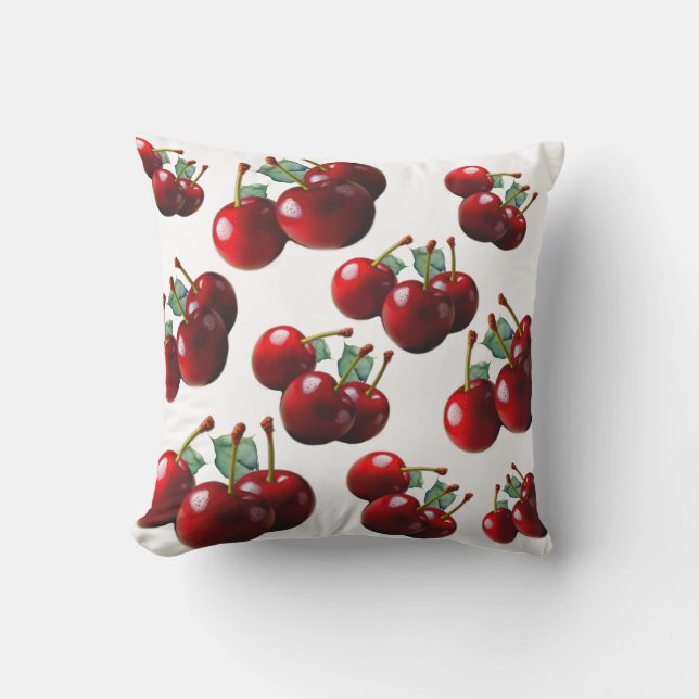 Roligt Retro chic Red Cherries Kudde (Framsida)
