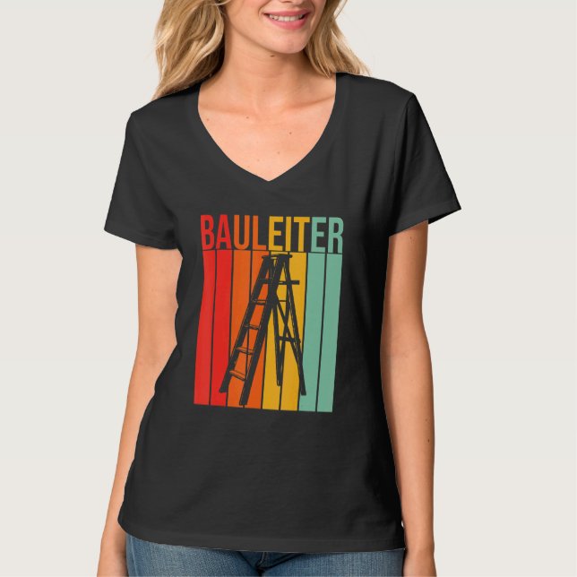 Roligt Retro Construction Ladder Construction Site T Shirt (Framsida)